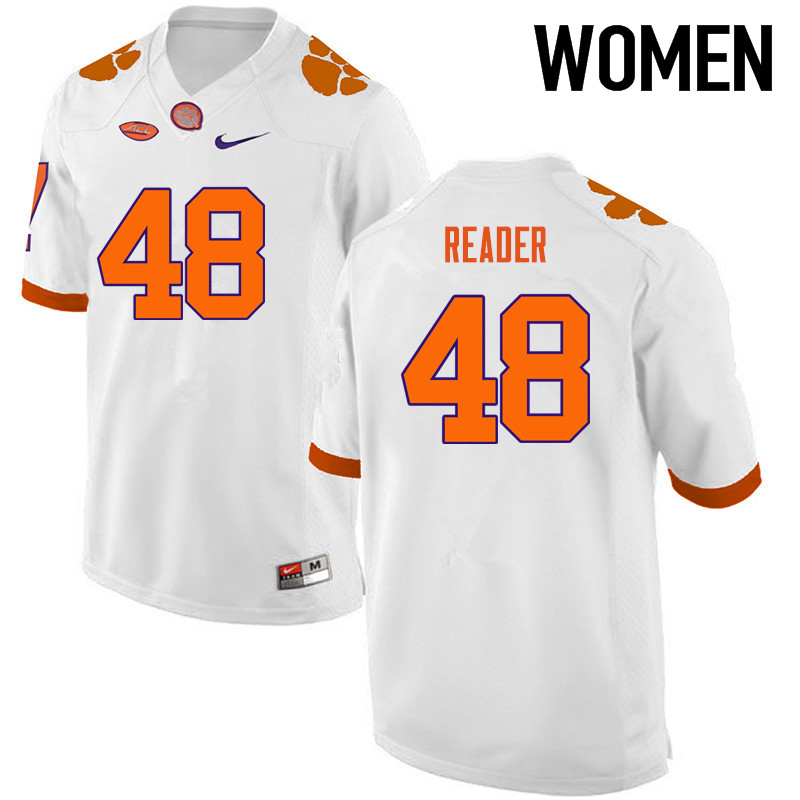 Women Clemson Tigers #48 D.J. Reader College Football Jerseys-White - Click Image to Close